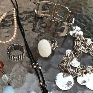 🔆Chunky costume jewellery lot - 9 pieces - silver - shiny